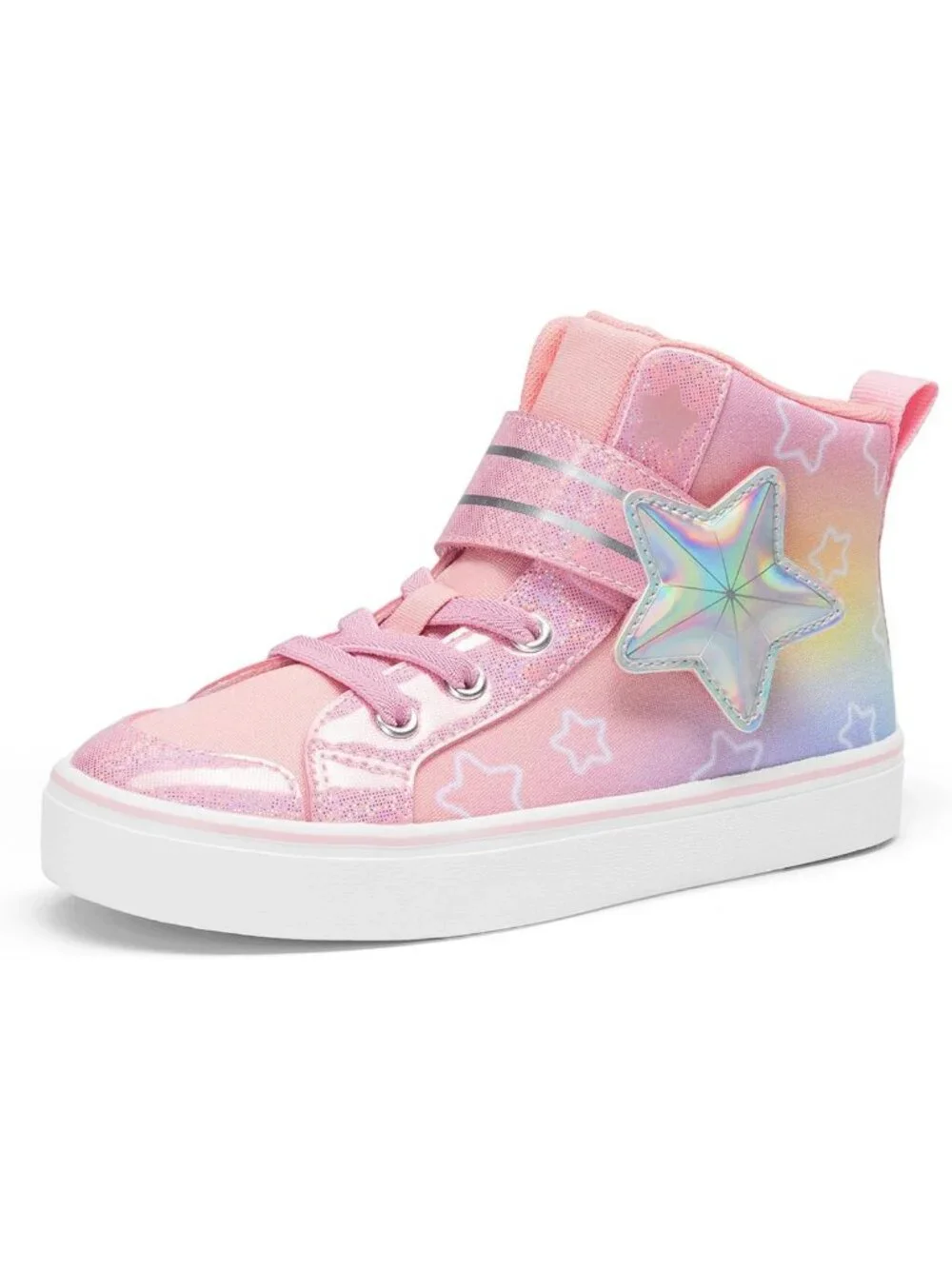 Stylish Girls High Top Sneakers with Star Design | Casual Athletic Shoes